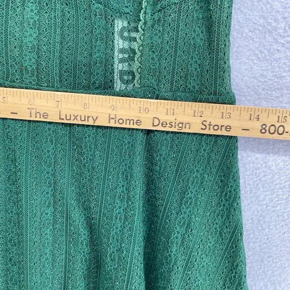URBAN OUTFITTERS Dress S Roxie Lace Trim Mini Puff Sleeve Nylon Green NEW - Picture 14 of 16